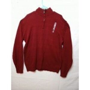 Oscar de la Renta Mens XL 1/4 Zip‎ Pullover Sweater Burgundy Cotton Knit